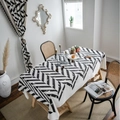 Rectangular tablecloth with black and white herringbone pattern in cotton fabric - 140x260cm / Black Wheat Grain Without Lace