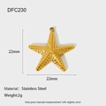 Dettaglio di un ciondolo a stella marina da 22mm in acciaio inossidabile dorato - Forma di Stella Marina(DFC230)