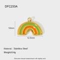 Gedetailleerde macro-opname van regenboog emaille schildpad hanger van roestvrij staal 10mm - Regenboogvorm A(DFC233A)