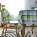 Blue daisy and green plaid tablecloth with tassel lace and matching cushion decor - 100*140cm / Green Checkered (Lace Edge)