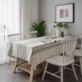 Linen rectangle tablecloth with black geometric triangle print on beige background - Black Geometric Pattern No Lace. / 100*140cm