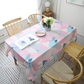Modern geometric triangle patterned tablecloth with pink and blue colors for home decor - 60x60cm / Large Triangle Pink (No Lace)