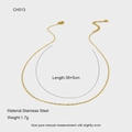 Detail of a 38+5cm gold stainless steel chain showing delicate leaf-shaped links - Leaf Link Chain Style (CH013)