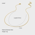Detail of 1.5mm stainless steel gold chain necklace with 40+5cm length and lobster clasp - Fine Gold Link Chain Style (CH007)