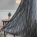 Vintage black and white floral curtain with tassel fringe for bedroom window decoration - 150x220cm / Black Floral Pattern (Rod Pocket)