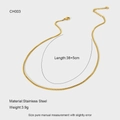 Detail of 38+5cm gold plated stainless steel box chain necklace with smooth metal texture - Box Chain Style (CH003)