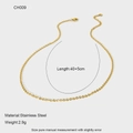 Detail view of gold-plated stainless steel chain with lobster clasp and extension link - Textured Dot Chain Style (CH009)
