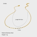 Detail of 1.5mm gold plated stainless steel cable chain necklace with size dimensions - Oval Link Chain Style (CH004)