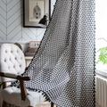 American retro geometric triangle pattern curtain with black tassels for bedroom decor - 150x220cm / Black Triangle Pattern (Rod Pocket)