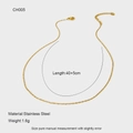 Detailed view of 40+5cm stainless steel gold chain necklace with lobster clasp and extension - Water Wave Chain Style (CH005)