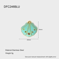 Blue enamel shell pendant in gold-plated stainless steel with colorful mini gemstones - Lake Blue Shell Style (DFC246BLU)