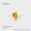 Macro detail of a 15.5mm yellow mango pendant charm in gold-plated stainless steel - Yellow Mango Style (DFC247YL)