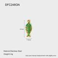 Detailed 21mm green enamel fishbone charm in gold-plated stainless steel for DIY jewelry - Green Fish Bone Style (DFC248GN)