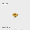 Vista detallada de cuentas espaciadoras de acero dorado de 6mm con espiral - Cuenta Plana con Textura Espiral (DFC269) / Dorado
