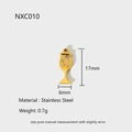 Detailed spec view of a gold wine glass pendant with white crystals and measurements - Inlaid Wine Glass Shape (NXC010)