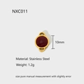 Detail view of a 10mm stainless steel pendant with a red stone and gold-plated finish - Red Enamel Round Gem Shape (NXC011)