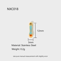 Detailed close-up of stainless steel colorful enamel pencil pendant 12mm in gold finish - Striped Enamel Style (NXC018)