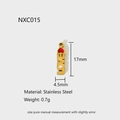 Macro detail of 17mm gold stainless steel bar pendant with red heart and LOVE engraving - LOVE Letter Shape (NXC015)