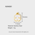 Detailed specs of the gold skeleton pendant showing dimensions and stainless steel material - Skull Style (NXC081)
