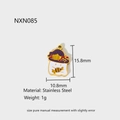 Detailed size view of a 15.8mm stainless steel Halloween ghost pendant with purple hat - Pumpkin Ghost Style (NXC085)