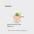 Detail view of pink strawberry stainless steel pendant with dimensions 15mm x 11.3mm - Pink Strawberry Shape (NXC057)