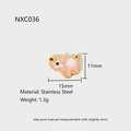 Detail view of pink pig enamel charm in stainless steel with 15mm x 11mm dimensions - Cartoon Pig Style (NXC036)