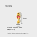Vue technique du pendentif nœud en acier inoxydable avec dimensions 12mm x 4mm et 0,2g - Style Fourchette avec Noeud (NXC026)