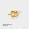 Detail view of 18K gold plated stainless steel wrap ring showing size and weight specs - Triple Layer Knot Style (DFR306)