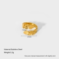 Detailed close-up showing 18K gold leaf ring dimensions 7.5mm and 21mm size - Leaf Shape Style (DFR308)