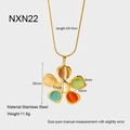 Detail of 18K gold-plated stainless steel necklace with multi-color cat eye flower pendant - Flower Necklace Pendant (NXN22)