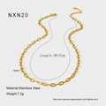 Collier gourmette texturé en acier inoxydable plaqué or 18k, longueur 40+5cm - Style de Chaîne Ovale Minimaliste (NXN20)