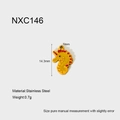 Detailed view of yellow seahorse stainless steel pendant with size and weight specs - Yellow Seahorse Style (NXC146)