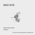 Detail view of 17mm stainless steel mermaid tail pendant showing scales and dimensions - Silver Mermaid Style (NXC147S)