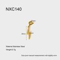 Macro view of 18k gold plated stainless steel lightning bolt pendant with crystals - Rhinestone Lightning Bolt Pendant (NXC140)