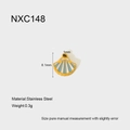 Detail of stainless steel shell pendant showing 8.1mm height and 1mm hole size - Blue And White Striped Shell (NXC148)