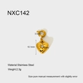 Detailed view of 18k gold plated heart pendant with zircon and spring clasp dimensions - Star Rhinestone Heart Pendant (NXC142)