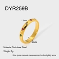 Macro view of 3mm wide 18k gold plated stainless steel ring with colorful star zircons - Size 6 / Gold Star Colorful Zirconia Ring (DYR259B)