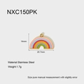 Detailed view of rainbow enamel stainless steel pendant with dimensions and weight info - Pink Gradient Rainbow (NXC150PK)