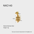 Macro detail of 18k gold plated dollar sign pendant with rhinestones and spring clasp - Rhinestone Dollar Sign Pendant (NXC143)