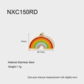 Macro shot of colorful enamel rainbow pendant with dimensions and stainless steel material - Red Five-Color Gradient Rainbow (NXC150RD)