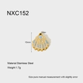Detail view of a 15mm mermaid shell pendant in golden stainless steel weighing 1.7g - Blue And White Scallop Style (NXC152)