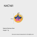 Detail of round stainless steel pendant showing 17mm diameter and 1.7g weight specifications - Pentagram Disc Pendant (NXC161)