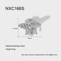 Macro detail of bee-shaped stainless steel pendant with dimensions 11.6mm by 14mm - Silver Bee (NXC166S)