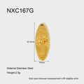 Detailed view of 18K gold-plated stainless steel surfboard pendant with palm tree relief - Gold Surfboard (NXC167G)