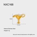 Detail view of a 13mm gold stainless steel martini glass pendant with unique engraving - Martini Glass (NXC168)