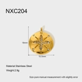 Primer plano del colgante brújula de acero bañado en oro 18K con estrella de circón - Colgante de Brújula con Estrella Dorada (NXC204)