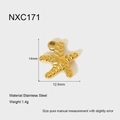 Detailed view of 18K gold plated stainless steel starfish pendant with textured finish - Gold Starfish (NXC171)