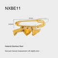 Macro detail of 18K gold plated stainless steel pin with Western themed charms - Western Boot Heart Cowboy Hat Style (NXBE11)