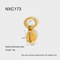 Detailed view of 18K gold plated stainless steel shell earrings with size dimensions - Gold Shell (NXC173)