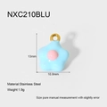 Detalle del colgante de estrella azul claro en acero inoxidable con medidas de 13mm - Colgante de Estrella con Esmalte Azul (NXC210BLU)